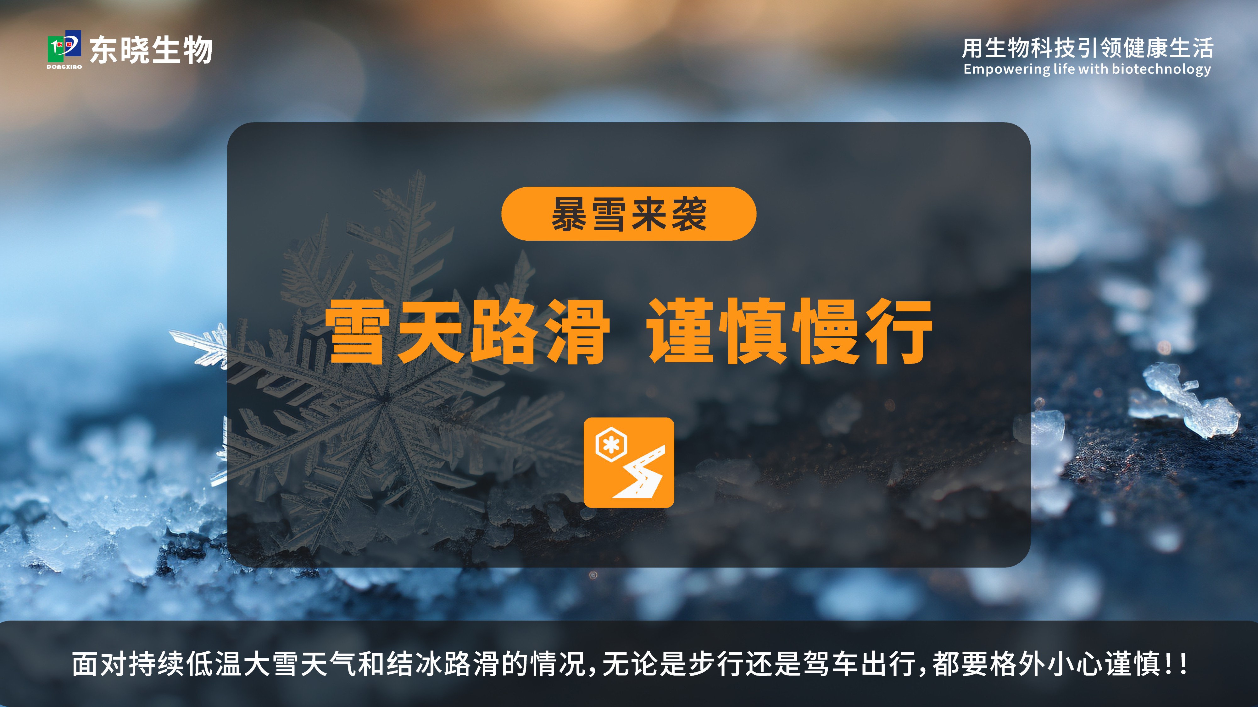 瑞雪兆丰年，尊龙凯时生物提醒您注意出行安全